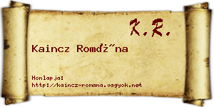 Kaincz Romána névjegykártya